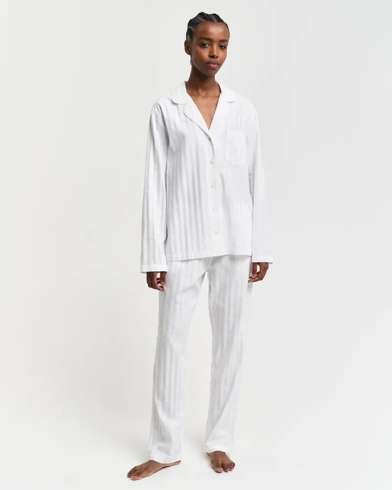 Gant Damen Gestreifter Satin Schlafanzug in Geschenkbox 