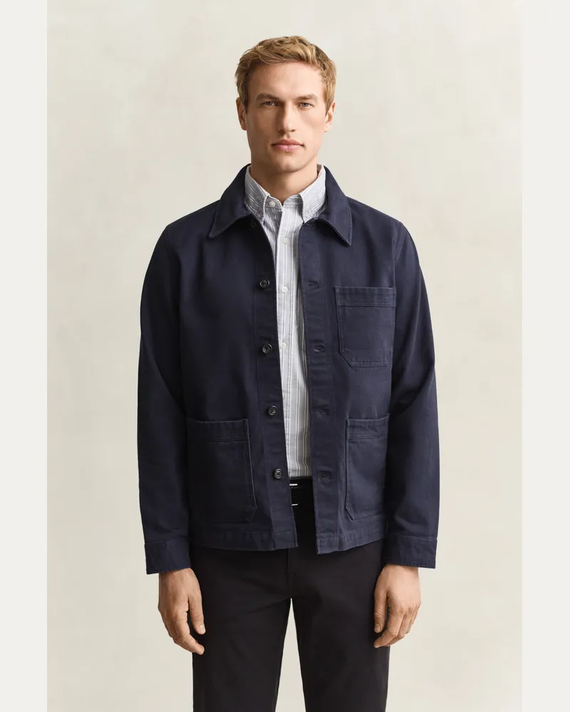 Gant Herren Hemdjacke aus gebürstetem Twill EVENING Blau Evening