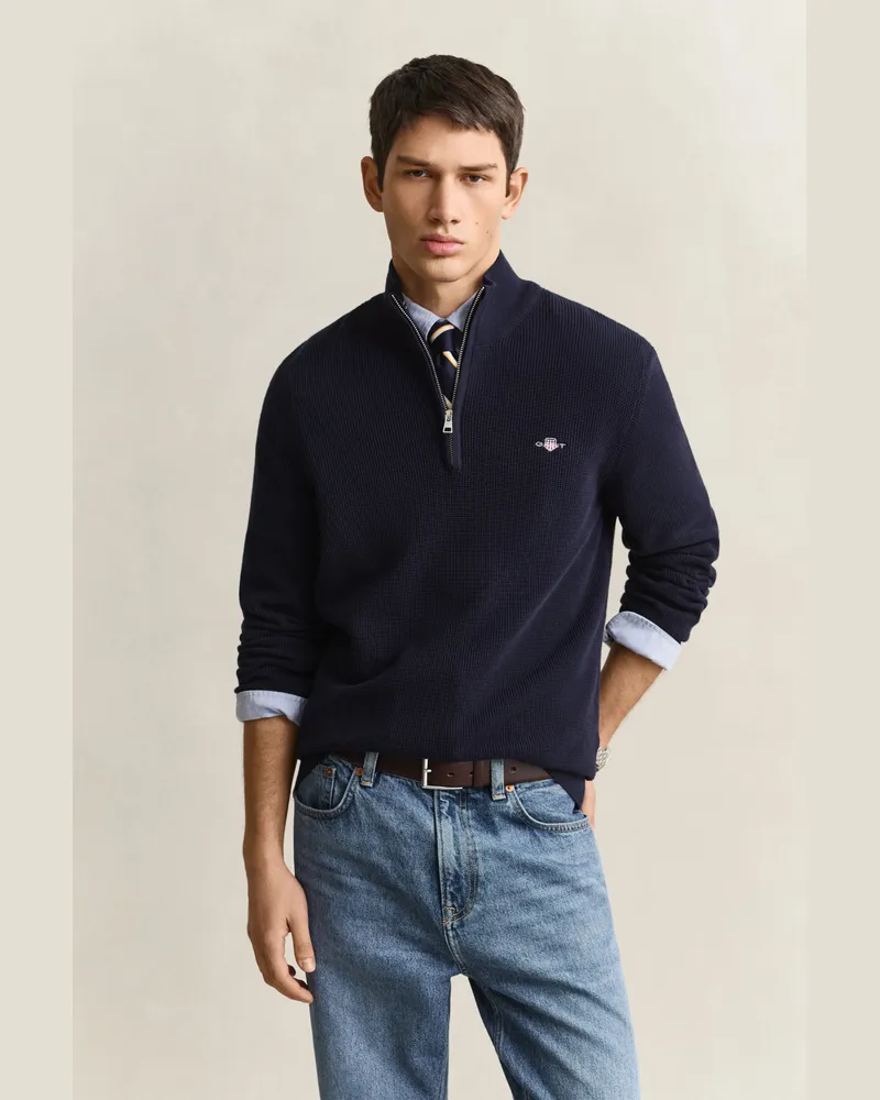 Gant Herren Troyer aus strukturierter Baumwolle EVENING Blau Evening