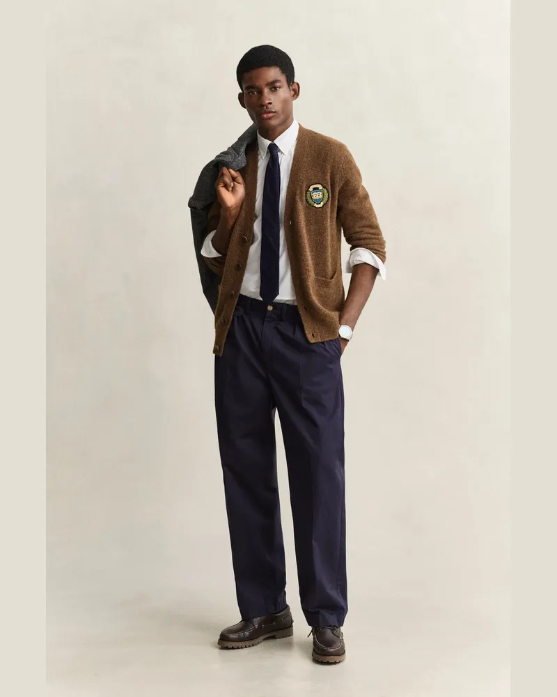 Gant Herren Gant x Yale Strickjacke aus angerauter Wolle HAZELNUT MELANGE Hazelnut