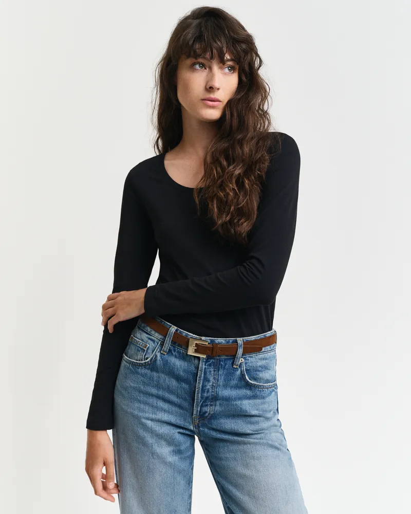 Gant Damen Langarmshirt mit U-Ausschnitt 