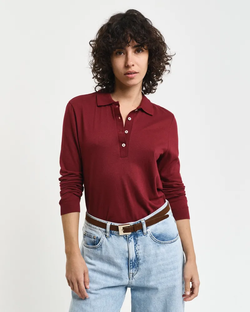 Gant Damen Nahtloses Langarm-Poloshirt 