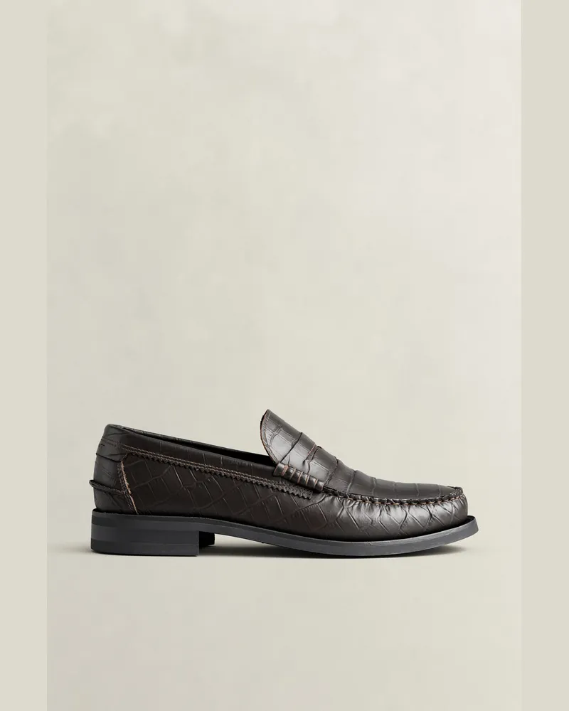 Gant Herren Lenkoxx Loafer aus Leder in Krokooptik DARK Braun Dark