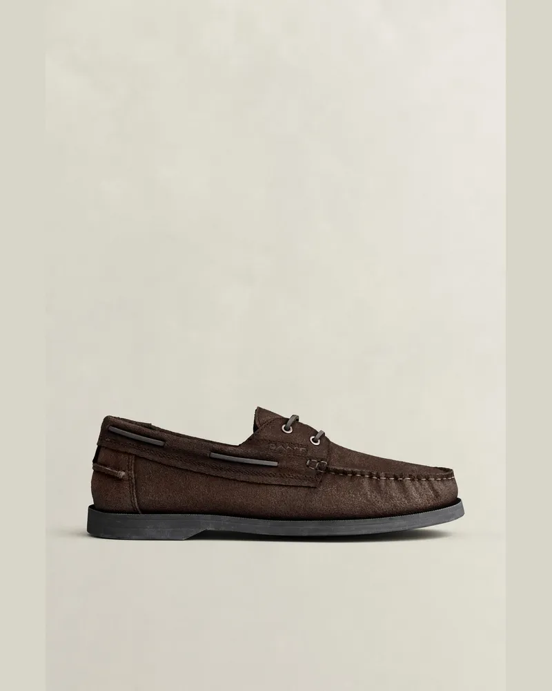 Gant Herren Yardport Bootsschuh aus Veloursleder DARK Braun Dark