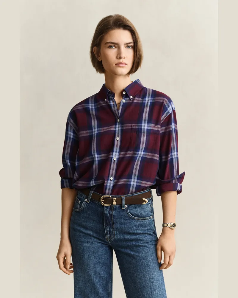 Gant Damen Relaxed Fit Flanellhemd DARKENED WINE Darkened