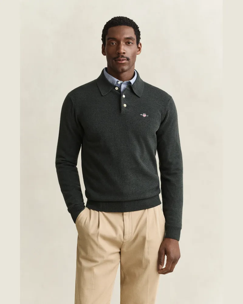 Gant Herren Superfine Lambswool Polopullover DARK MOSS Grün Dark