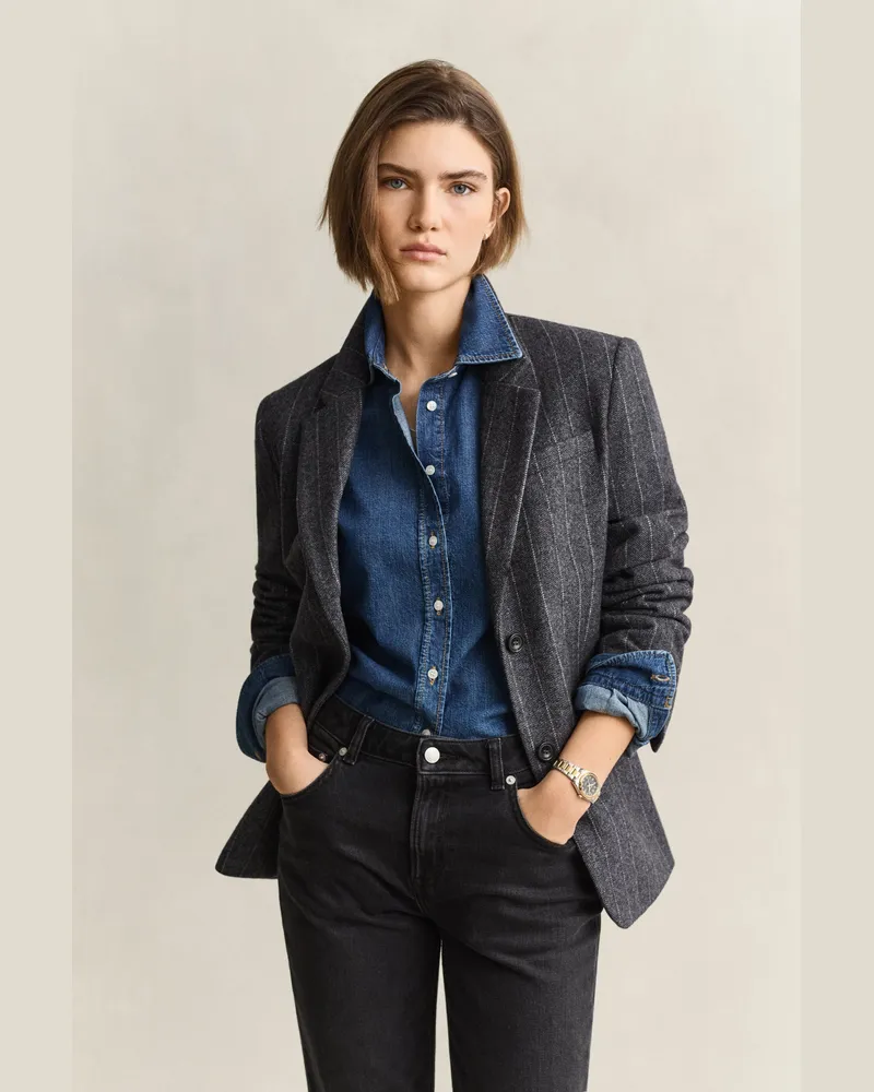 Gant Damen Sanduhr-Blazer mit Nadelstreifen CHARCOAL MELANGE Charcoal