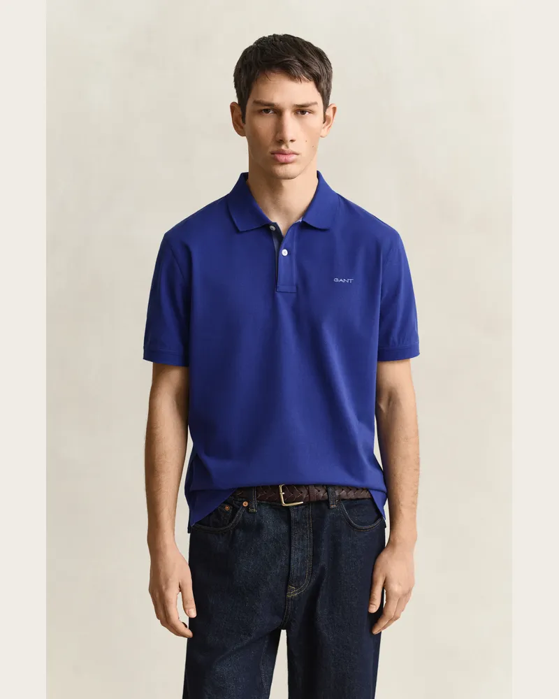 Gant Herren Kontrast Piqué Poloshirt CRISP Blau Crisp