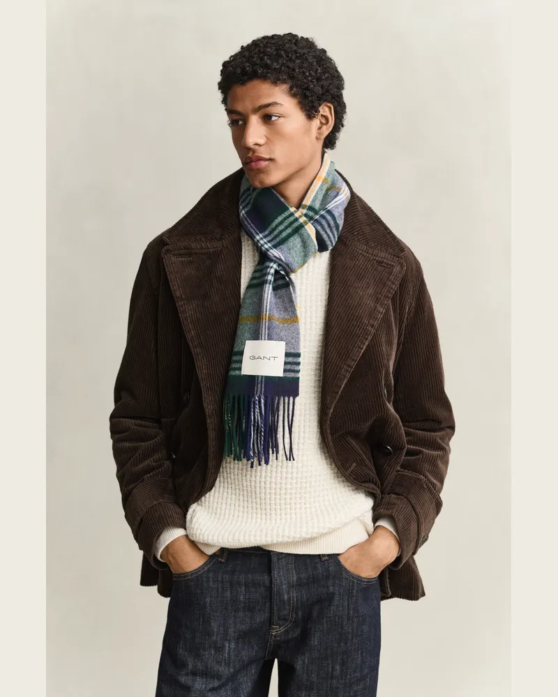 Gant Herren Karierter Wollschal MARINE Marine