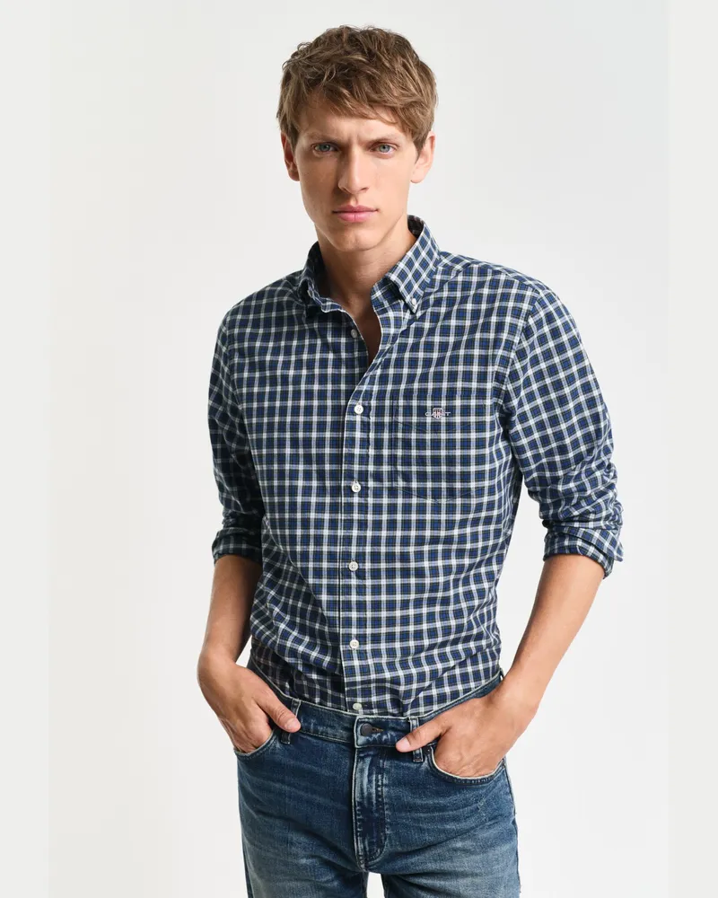Gant Herren Regular Fit Classic Popeline Hemd mit Tartan-Muster 
