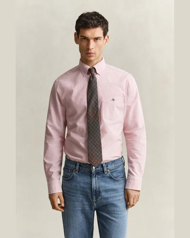 Gant Herren Classic Regular Fit Oxford-Hemd mit Streifen MAPLE FIRE Maple