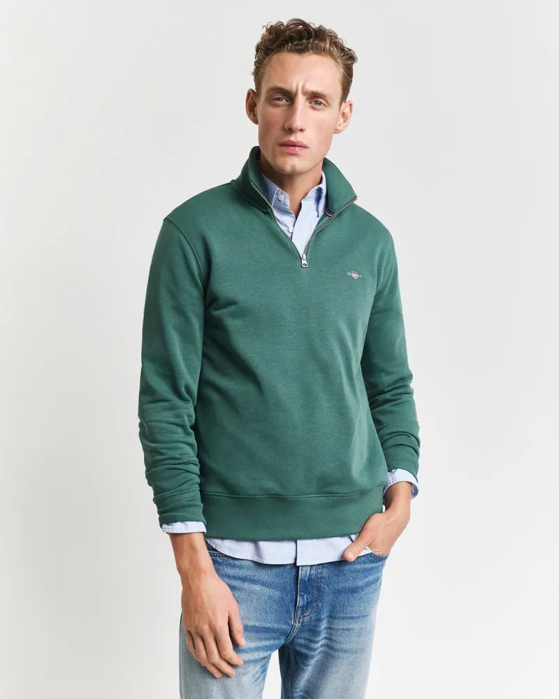 Gant Herren Shield Sweatshirt mit halblangem Reißverschluss 