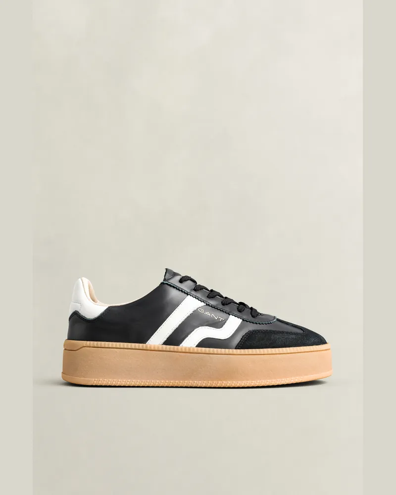 Gant Damen Cuzmani Sneaker aus Leder Schwarz Schwarz