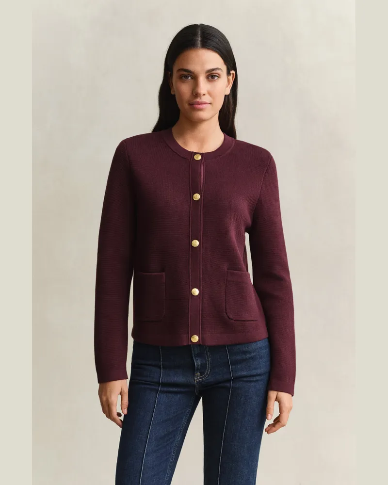 Gant Damen Strickjacke aus Baumwolle DARKENED WINE Darkened
