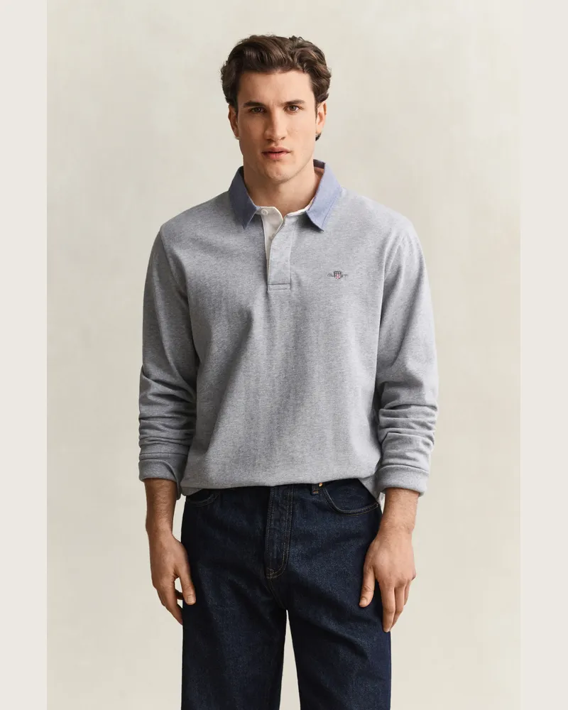 Gant Herren Classic Heavy Rugger Grau MELANGE Grau