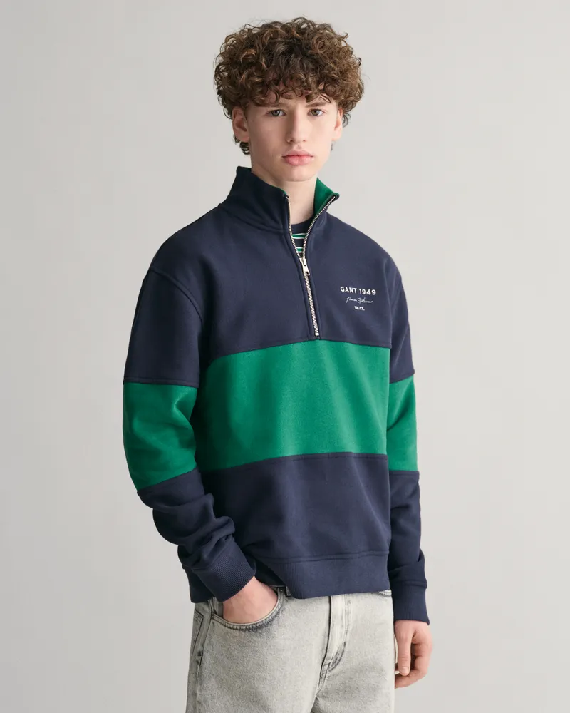 Gant Teens Teens Color Blocked Sweatshirt mit Reißverschluss-Kragen 
