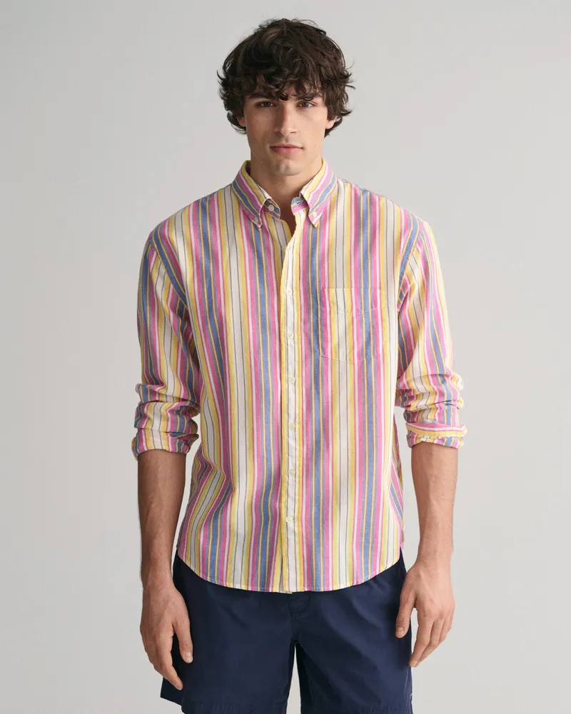 Gant Herren Relaxed Fit Hemd mit bunten Streifen 