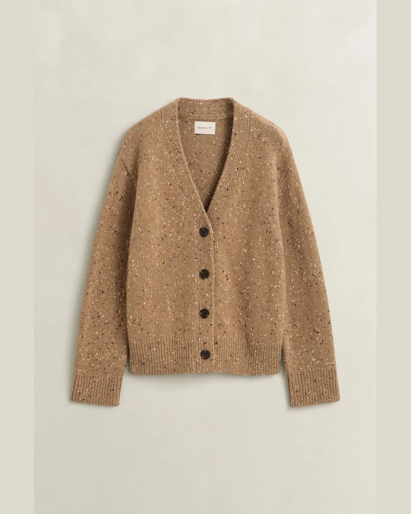 Gant Damen Strickjacke aus Wollmix mit Noppenstruktur WARM KHAKI Warm