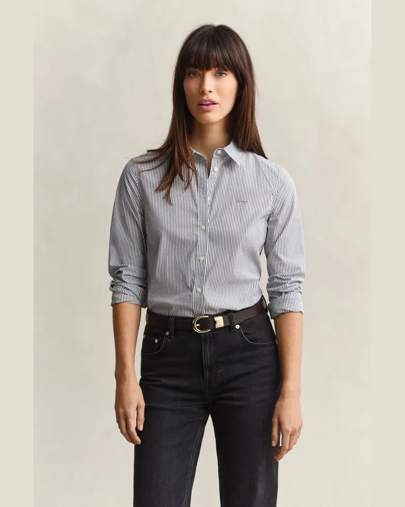 Gant Damen Gestreifte Popeline-Bluse EVENING Blau Evening