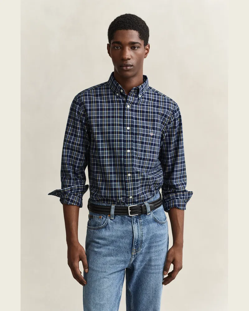 Gant Herren Kariertes Archive Popeline-Hemd INDIGO Indigo