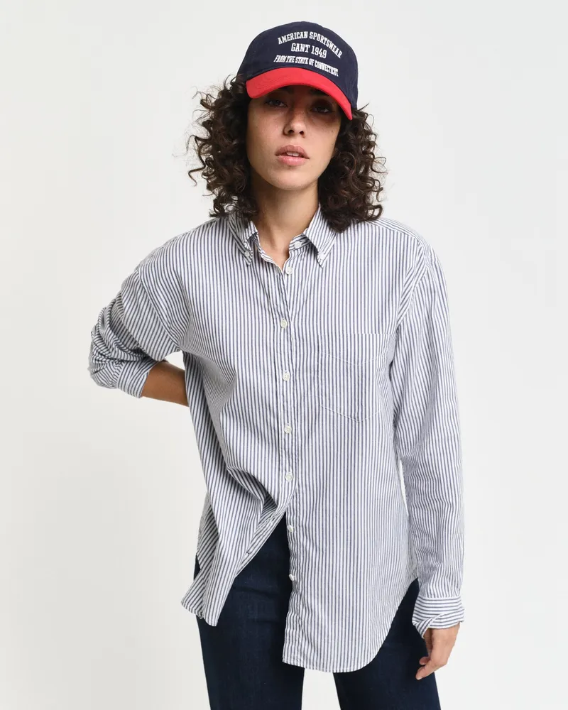 Gant Damen Gestreifte Relaxed Fit Luxury Oxford-Bluse 