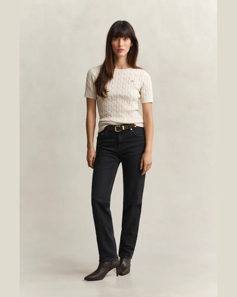 Gant Damen Stretch-Jeans mit geradem Bein Schwarz WORN IN Schwarz