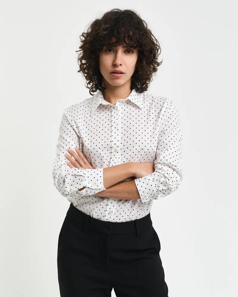 Gant Damen Regular Fit Bluse aus Baumwoll-Voile mit Punktemuster 