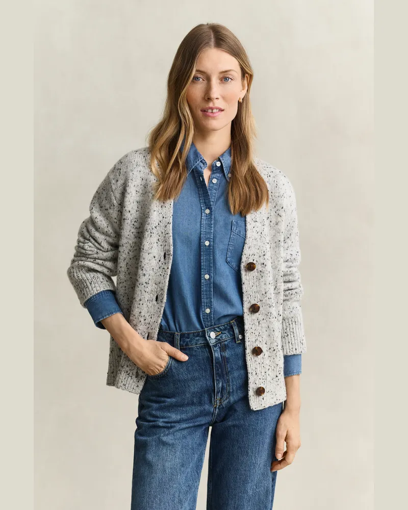 Gant Damen Strickjacke aus Wollmix mit Noppenstruktur CREAM Cream