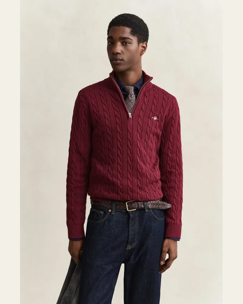 Gant Herren Zopfstrick Troyer aus Baumwolle DEEP GRAPE WINE Deep