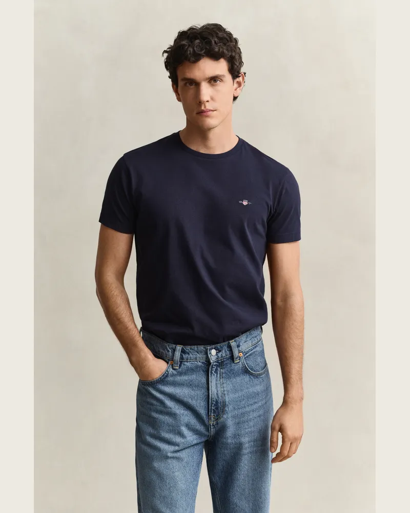 Gant Herren Slim Fit Shield T-Shirt EVENING Blau Evening