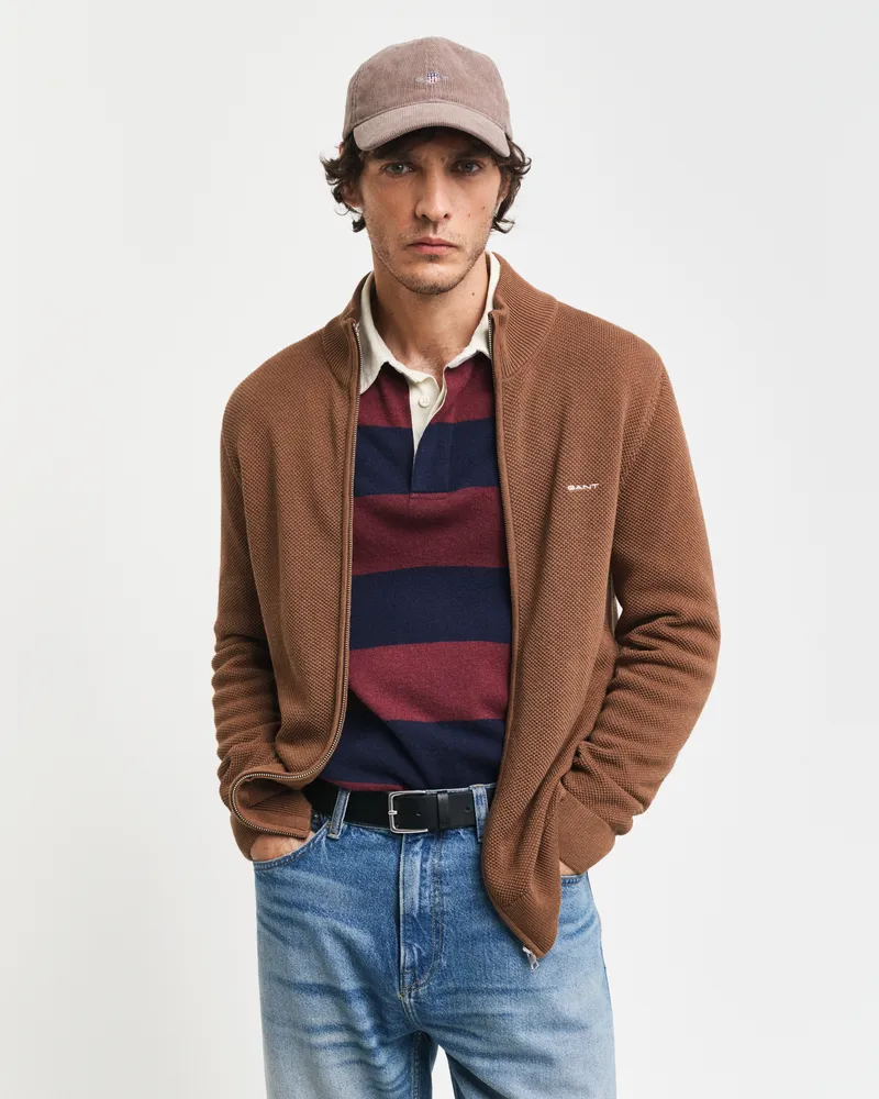 Gant Herren Strickjacke aus Baumwoll-Piqué 