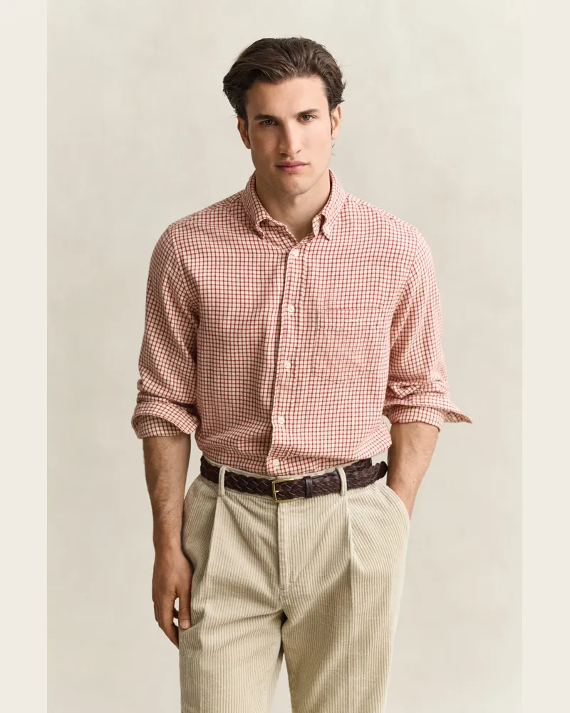 Gant Herren Windblown Flanel Karohemd MAHOGANY ORANGE Mahogany