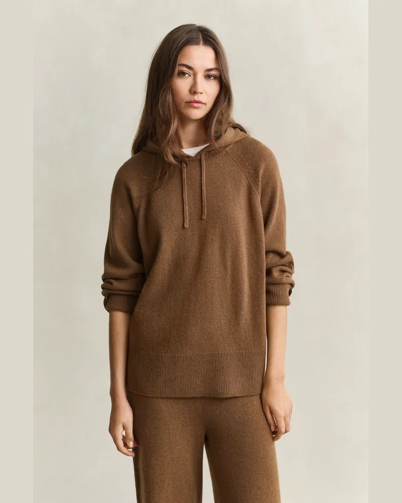 Gant Damen Hoodie aus Wolle und Kaschmir WARM KHAKI Warm