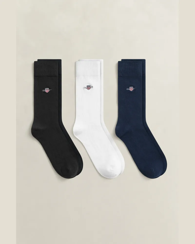 Gant Herren Shield Socken im 3er-Pack Schwarz Schwarz