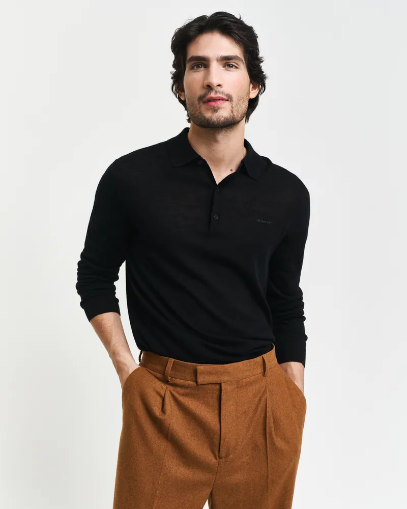 Gant Herren Polopullover aus extrafeiner Merinowolle 