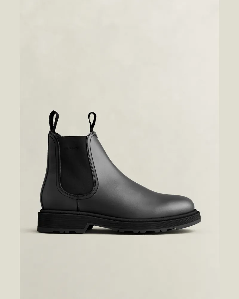 Gant Herren Blisdor Chelsea Boot aus Leder Schwarz Schwarz