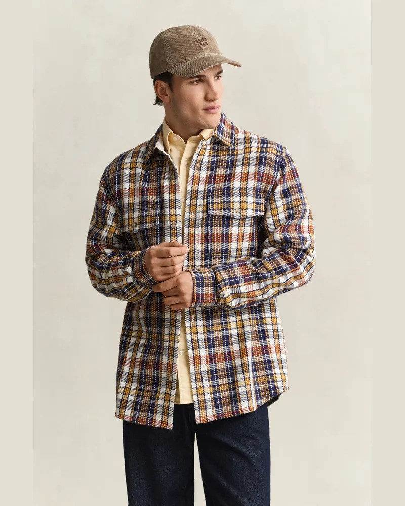 Gant Herren Karierte Hemdjacke aus Twill PERSIAN Blau Persian