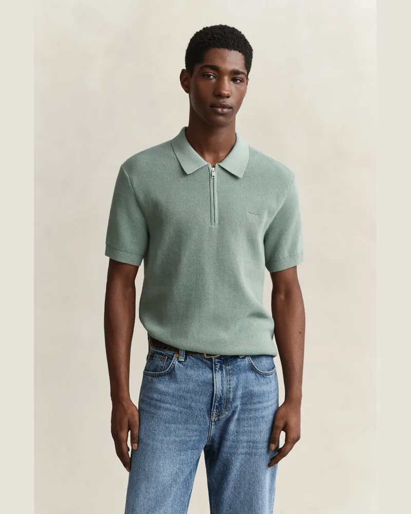 Gant Herren Gerippter Polopullover aus Baumwolle SURPLUS MINT Surplus