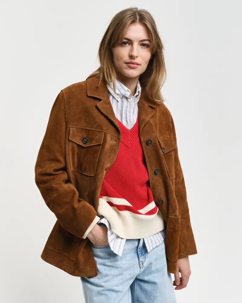 Gant Damen Relaxed Fit Blazer aus Veloursleder 