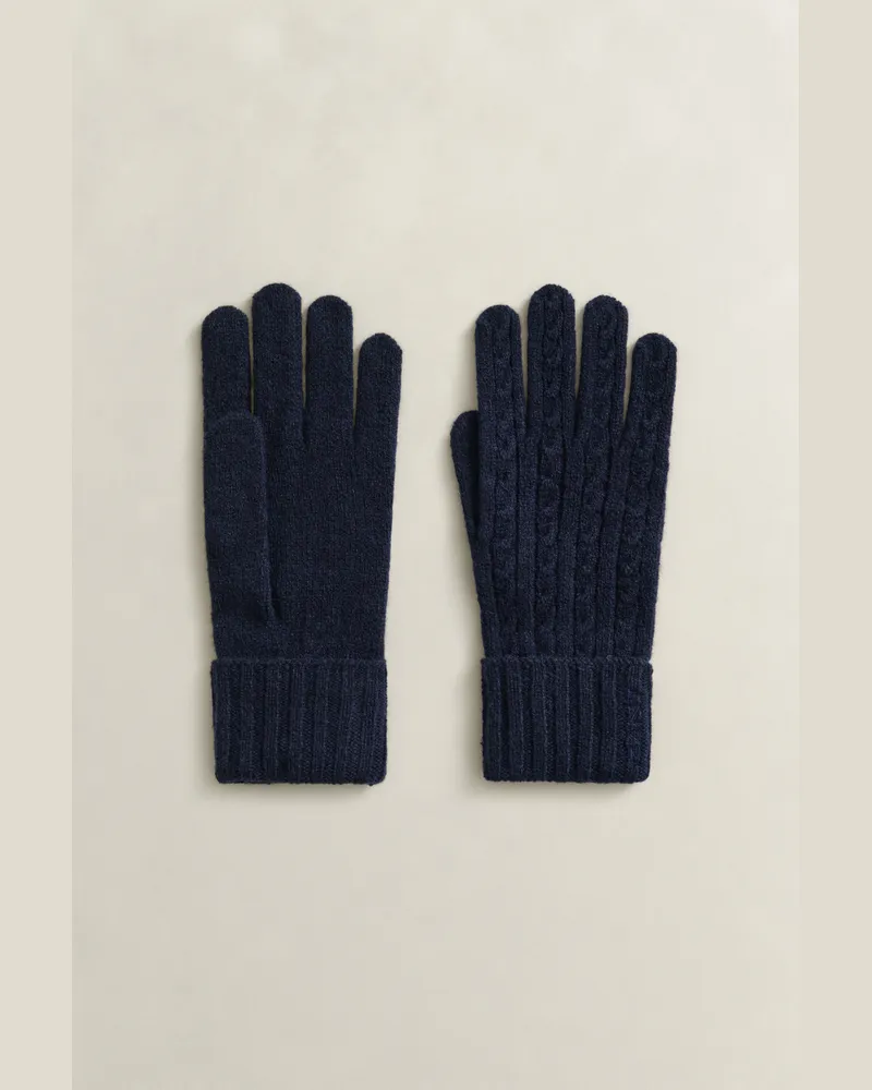 Gant Damen Zopfstrick Handschuhe aus Wolle EVENING Blau Evening
