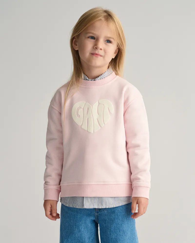 Gant Kids Girls Heart Graphic Rundhals-Sweatshirt 