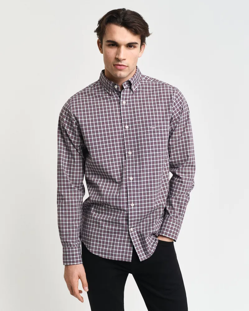 Gant Herren Regular Fit Popeline Hemd mit kleinem Karomuster 