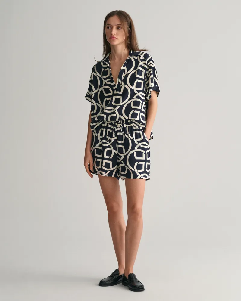 Gant Damen Relaxed Fit Monogram Pull-On Shorts mit Print 