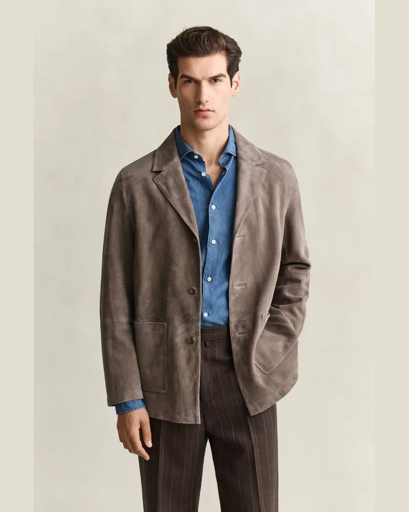Gant Herren Sakko aus Veloursleder FADED TAUPE Faded