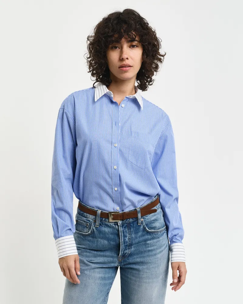 Gant Damen Relaxed Fit Popeline Bluse mit bunten Streifen 