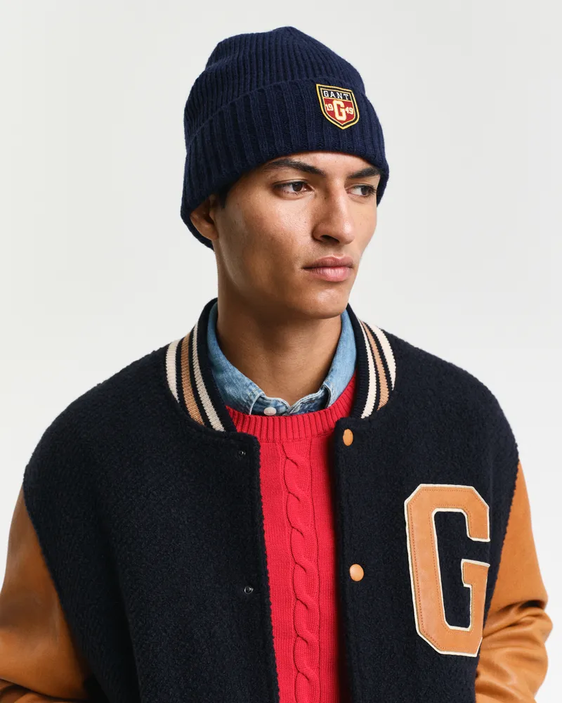 Gant Herren Woll Beanie mit Badge 