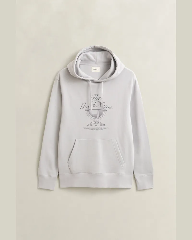 Gant Herren Hoodie mit saisonaler Grafik HEATHER Grau Heather