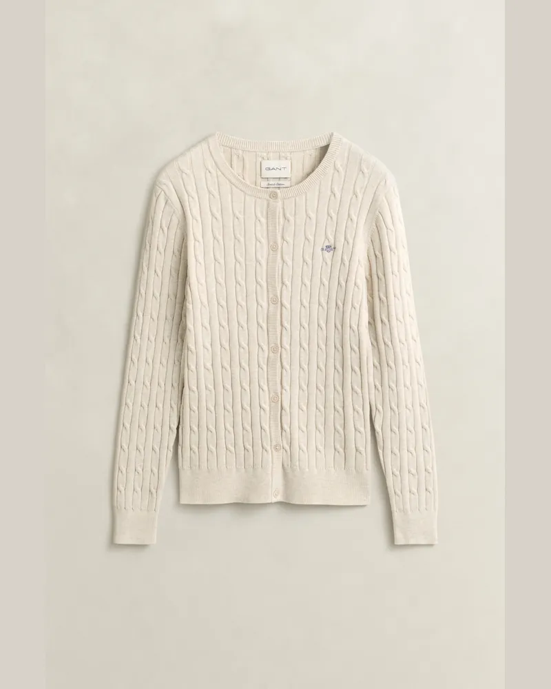 Gant Damen Strickjacke mit Zopfmuster FADED BEIGE Faded