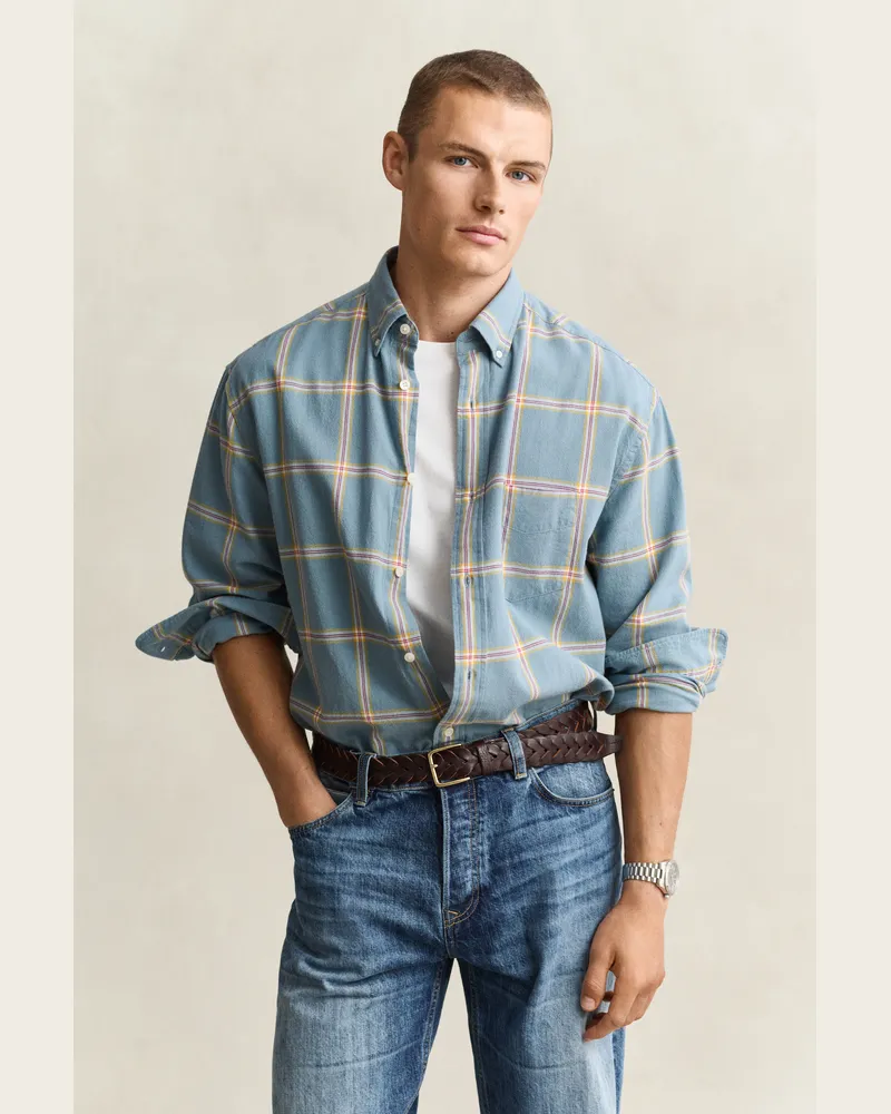 Gant Herren 60s Checked Replica Hemd VINTAGE Blau Vintage