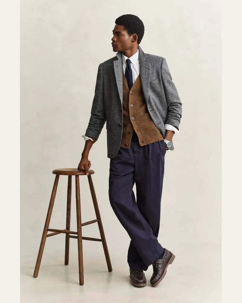 Gant Herren Gant x Yale Tweed Sakko Schwarz Grau Schwarz